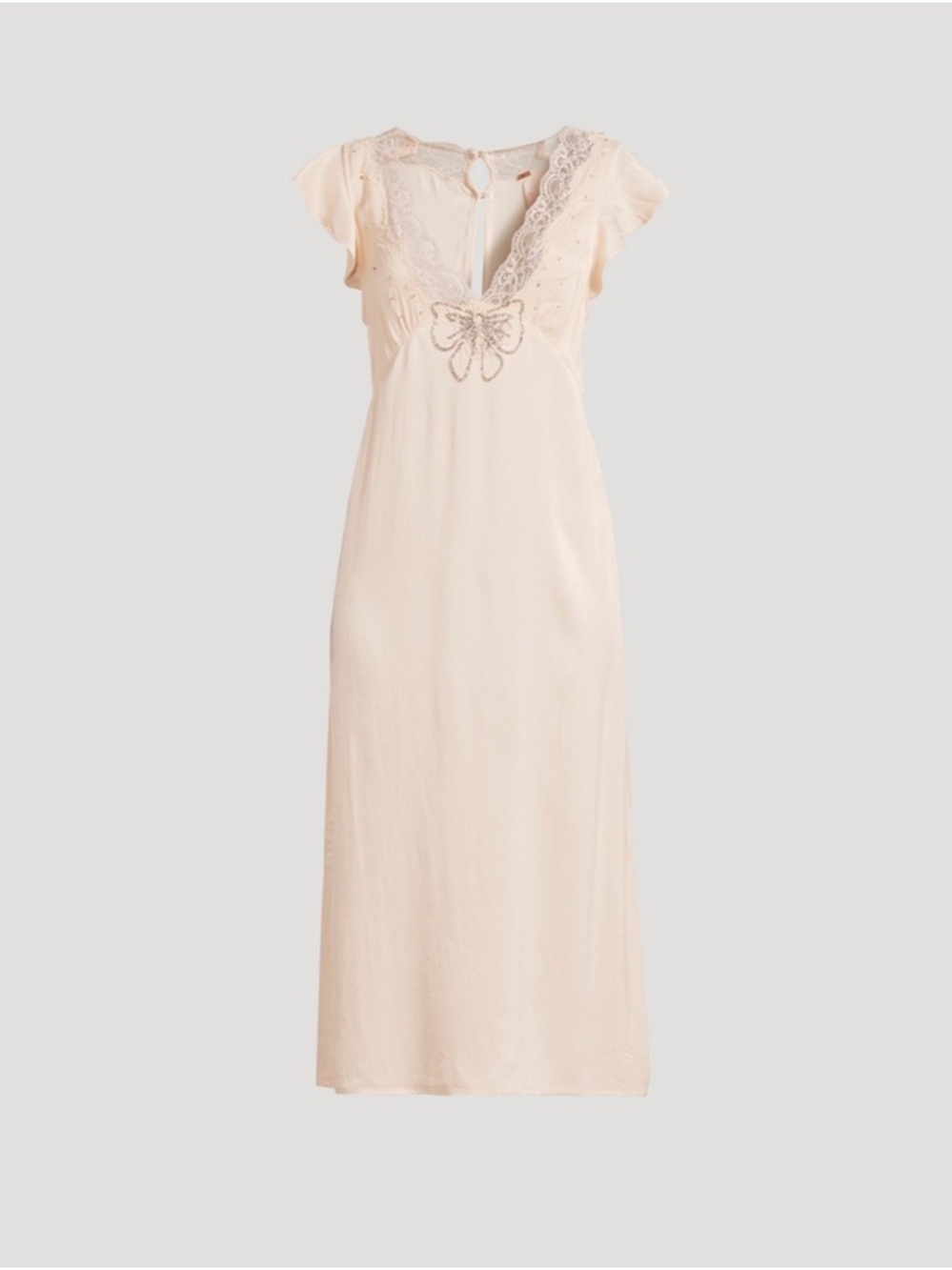 Free People Beaded Lace-Trim Slip Dress in Blush Size Small - Picture 16 of 16